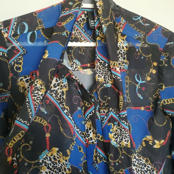 Kut from the Kloth Elegant Button-up Tie Neck Blouse - chain design - size small - Picture 10 of 14